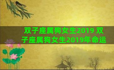 双子座属狗女生2019 双子座属狗女生2019年命运